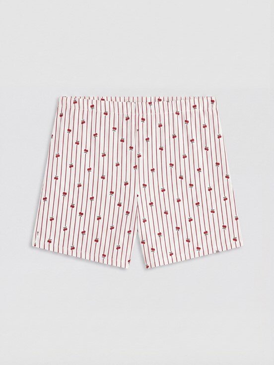 Şortlu Pijama Takımı BORDO BASKILI