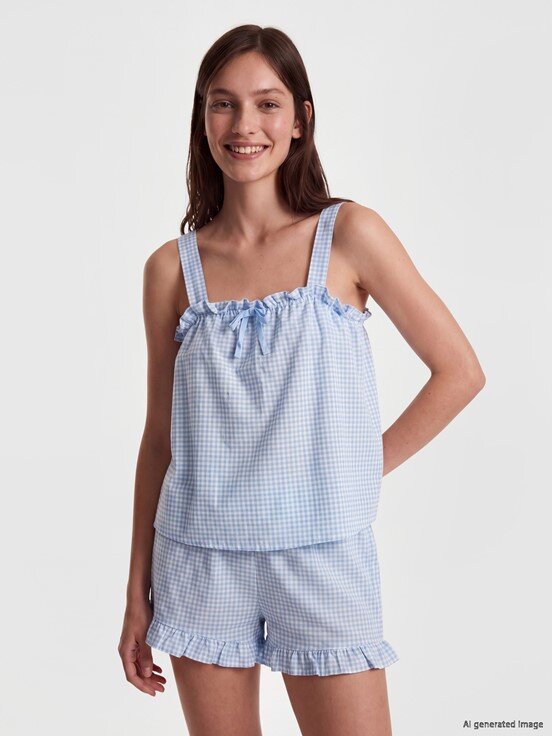 Şortlu Pijama Takımı EKRU BASKILI