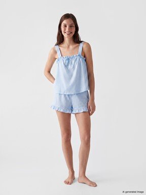 Şortlu Pijama Takımı EKRU BASKILI