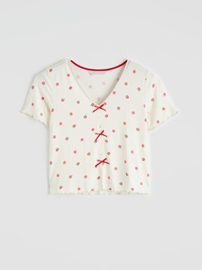 Kaprili Pijama Takımı EKRU BASKILI