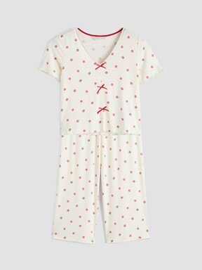 Kaprili Pijama Takımı EKRU BASKILI