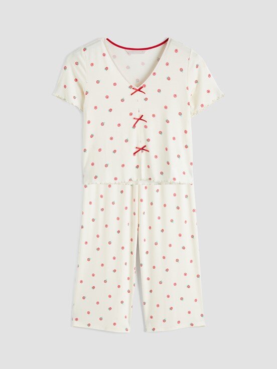 Kaprili Pijama Takımı EKRU BASKILI