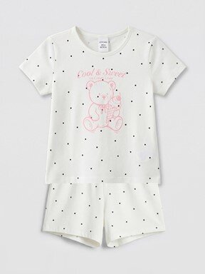 Şortlu Pijama Takımı EKRU BASKILI