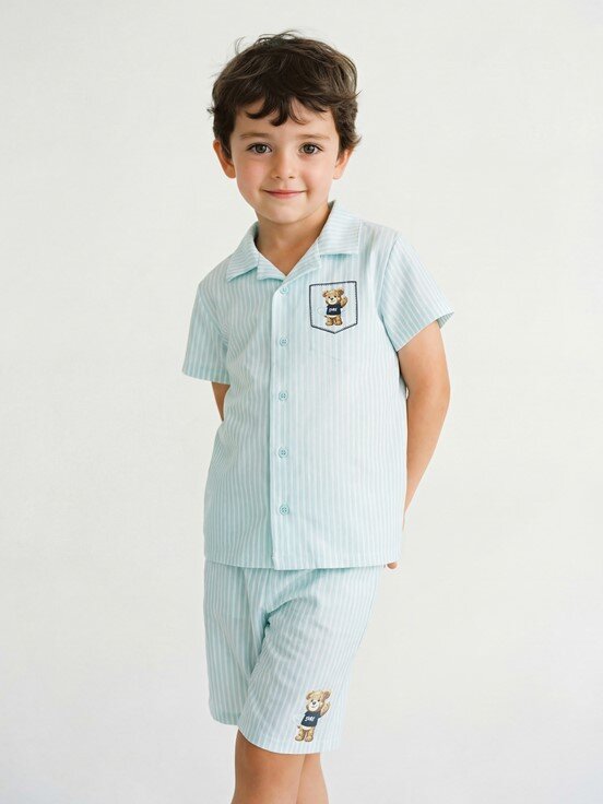 Şortlu Pijama Takımı MAVİ BASKILI
