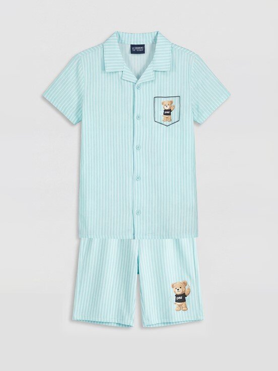 Şortlu Pijama Takımı MAVİ BASKILI