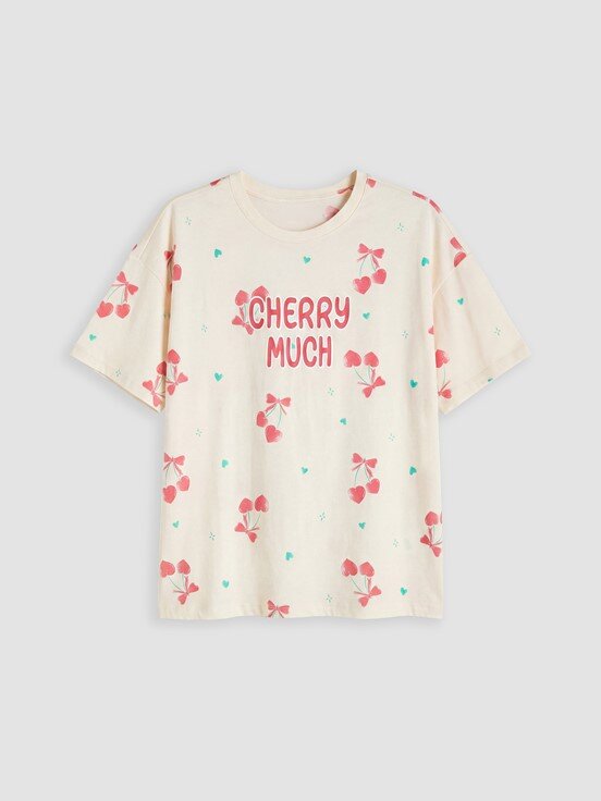 Pijama Takım BEJ BASKILI