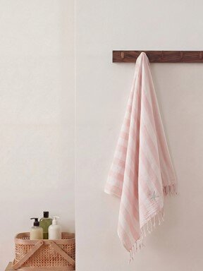 Banyo Havlusu PEMBE ÇİZGİLİ