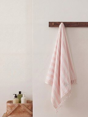 Banyo Havlusu PEMBE ÇİZGİLİ