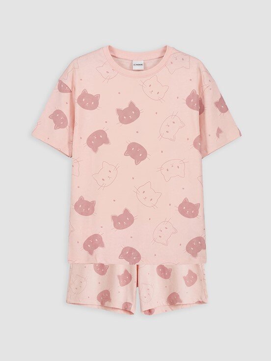 Şortlu Pijama Takımı AÇIK PEMBE BASKILI