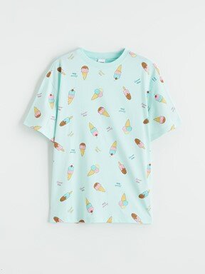 Şortlu Pijama Takımı AÇIK TURKUAZ BASKILI