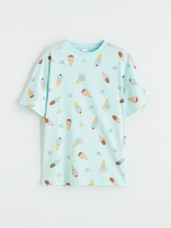 Şortlu Pijama Takımı AÇIK TURKUAZ BASKILI