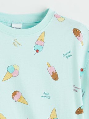 Şortlu Pijama Takımı AÇIK TURKUAZ BASKILI