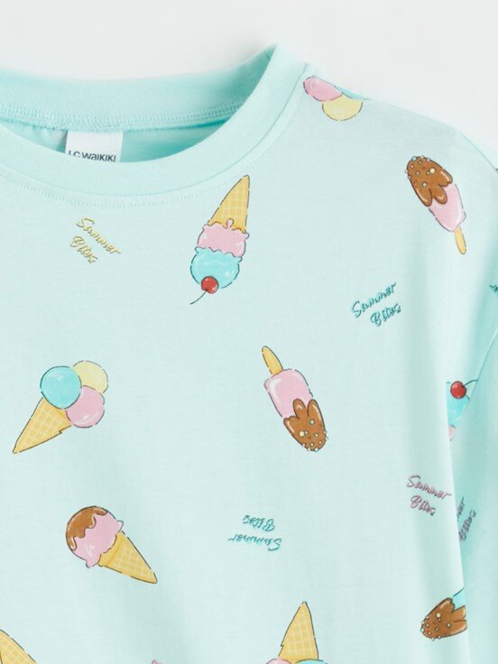 Şortlu Pijama Takımı AÇIK TURKUAZ BASKILI