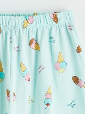 Şortlu Pijama Takımı AÇIK TURKUAZ BASKILI