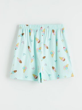Şortlu Pijama Takımı AÇIK TURKUAZ BASKILI