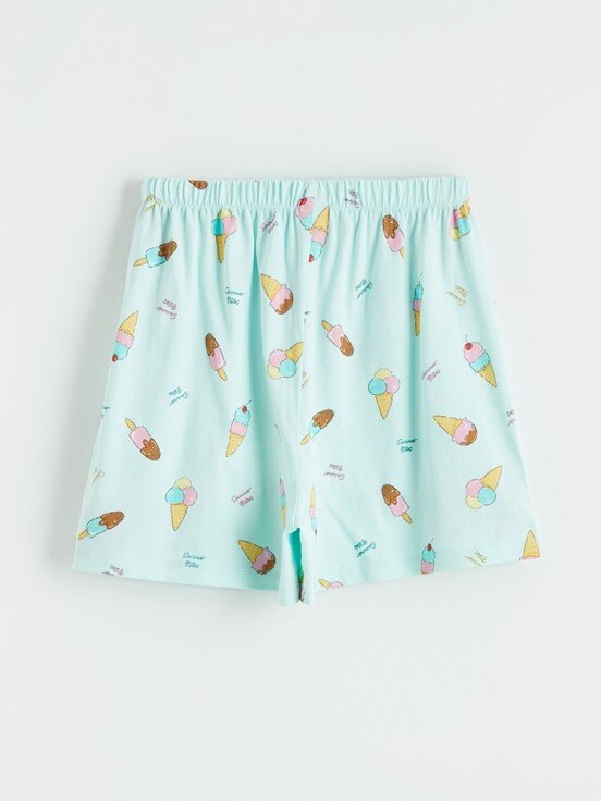 Şortlu Pijama Takımı AÇIK TURKUAZ BASKILI