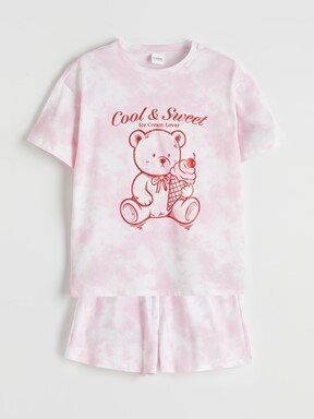 Şortlu Pijama Takımı AÇIK PEMBE BASKILI