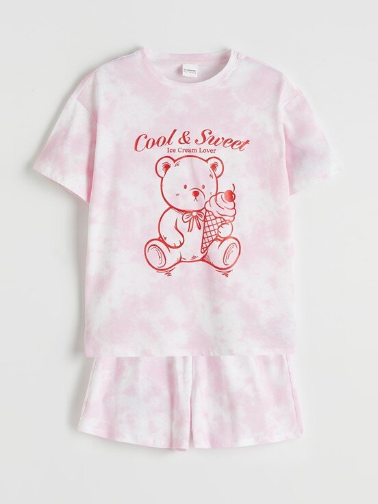 Şortlu Pijama Takımı AÇIK PEMBE BASKILI