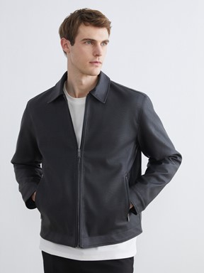 Deri Görünümlü Mont KOYU KAHVERENGİ