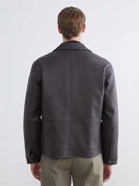 Deri Görünümlü Mont KOYU KAHVERENGİ