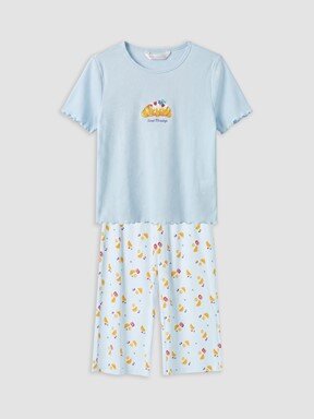 Kaprili Pijama Takımı AÇIK MAVİ BASKILI
