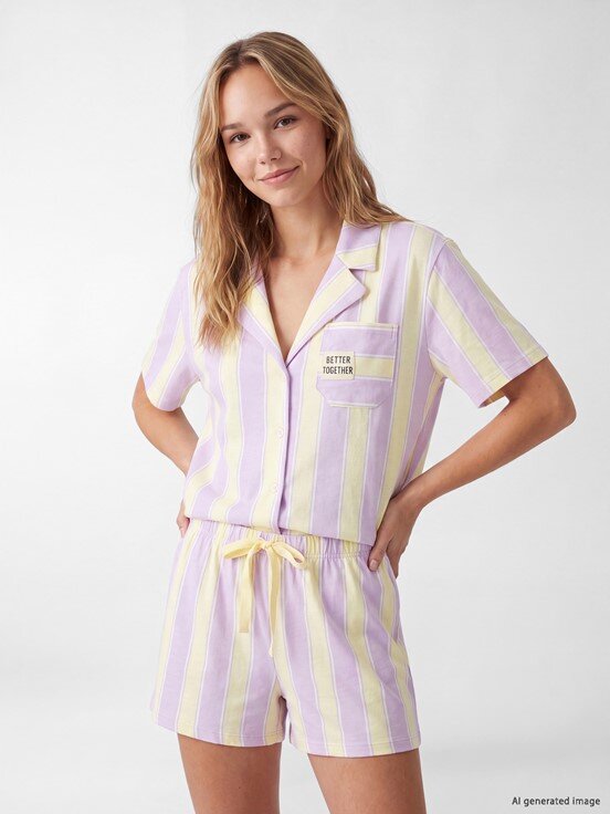 Pijama Takım LİLA BASKILI