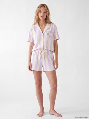 Pijama Takım LİLA BASKILI