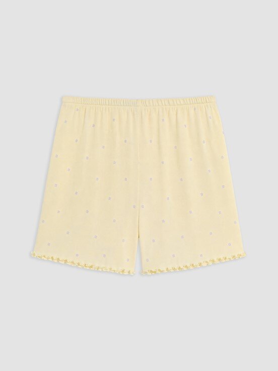 Şortlu Pijama Takımı AÇIK SARI BASKILI