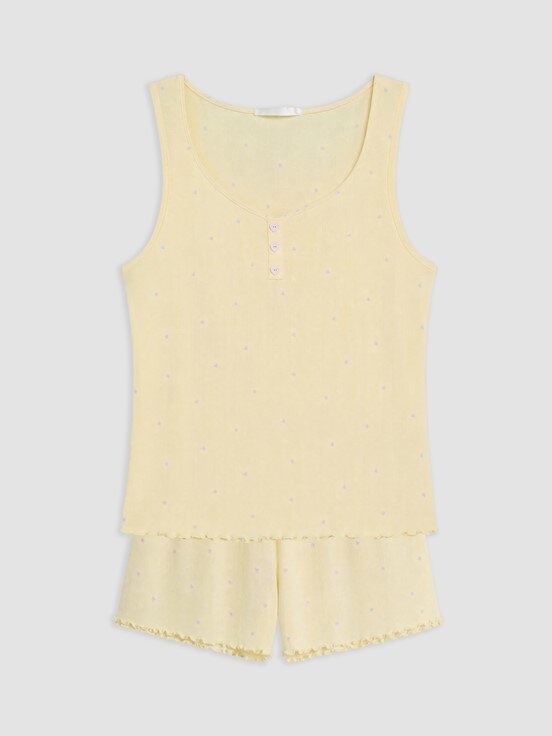 Şortlu Pijama Takımı AÇIK SARI BASKILI