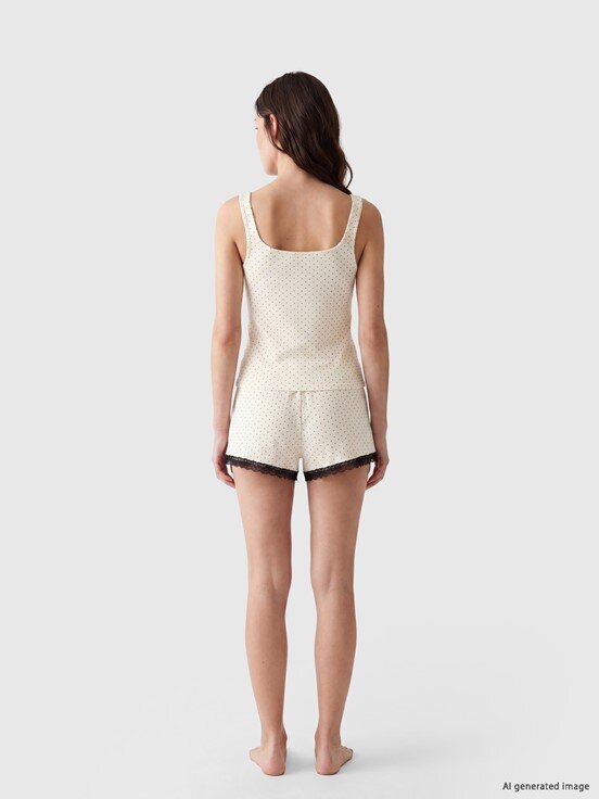 Şortlu Pijama Takımı EKRU BASKILI