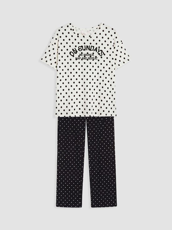 Pijama Takım SİYAH BASKILI