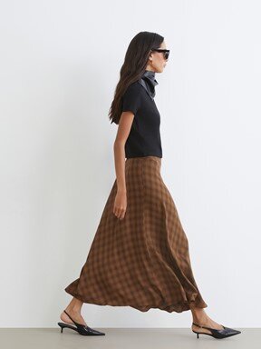 Etek KOYU KAHVERENGİ EKOSELİ