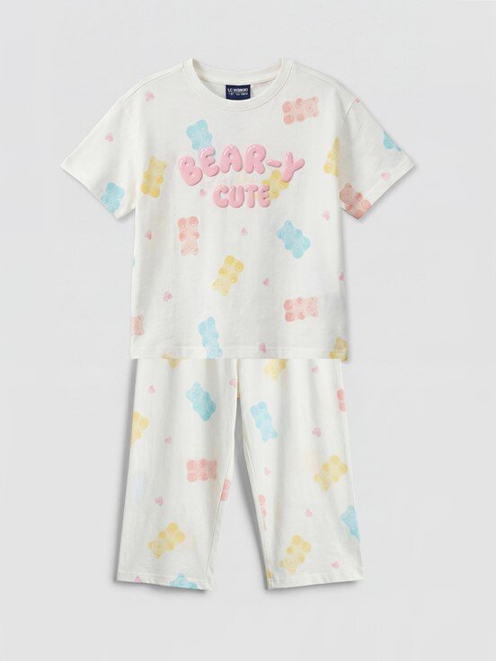 Pijama Takım EKRU BASKILI