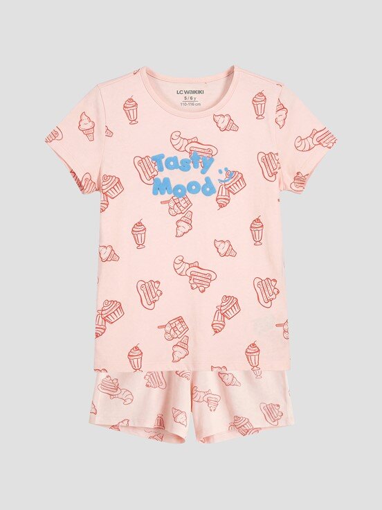 Şortlu Pijama Takımı AÇIK PEMBE BASKILI