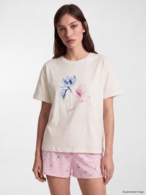 Şortlu Pijama Takımı PEMBE BASKILI