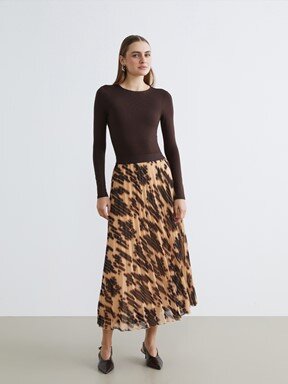 Etek KAHVERENGİ BASKILI