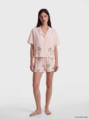 Şortlu Pijama Takımı AÇIK PEMBE BASKILI