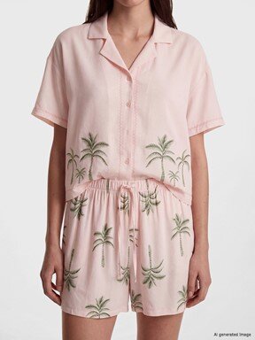 Şortlu Pijama Takımı AÇIK PEMBE BASKILI