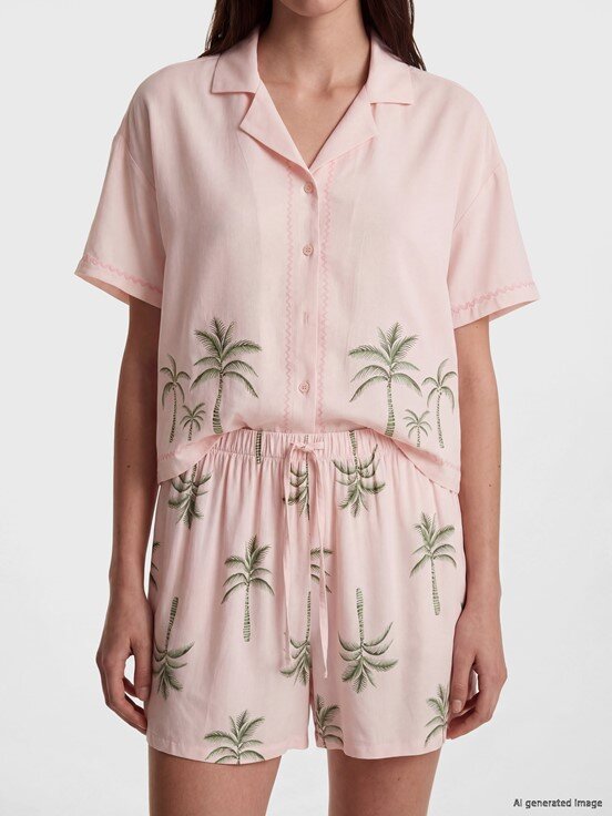 Şortlu Pijama Takımı AÇIK PEMBE BASKILI