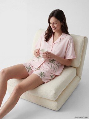 Şortlu Pijama Takımı AÇIK PEMBE BASKILI