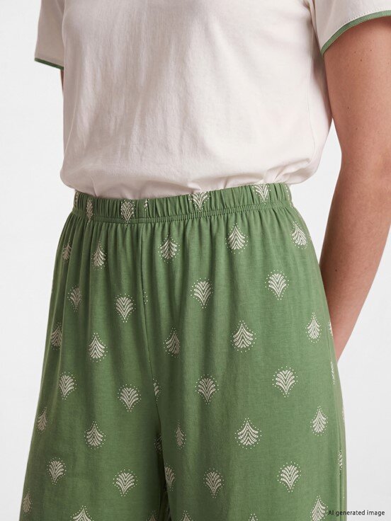 Kaprili Pijama Takımı KOYU YEŞİL BASKILI