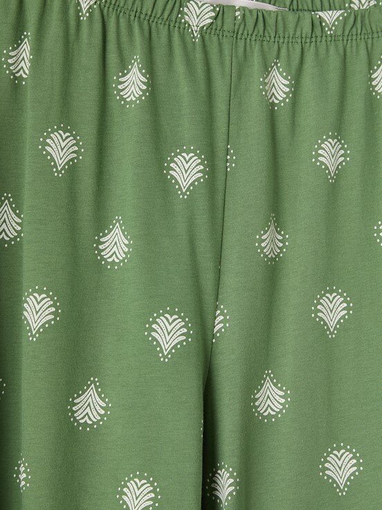 Kaprili Pijama Takımı KOYU YEŞİL BASKILI