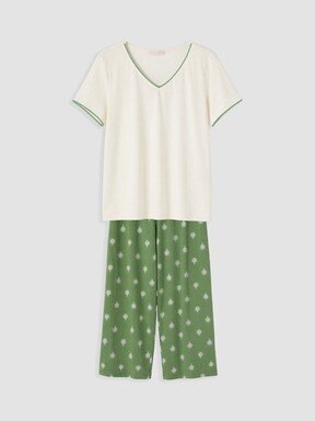 Kaprili Pijama Takımı KOYU YEŞİL BASKILI
