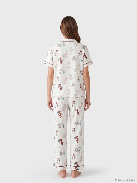 Pijama Takım EKRU BASKILI