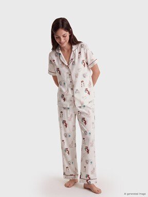 Pijama Takım EKRU BASKILI