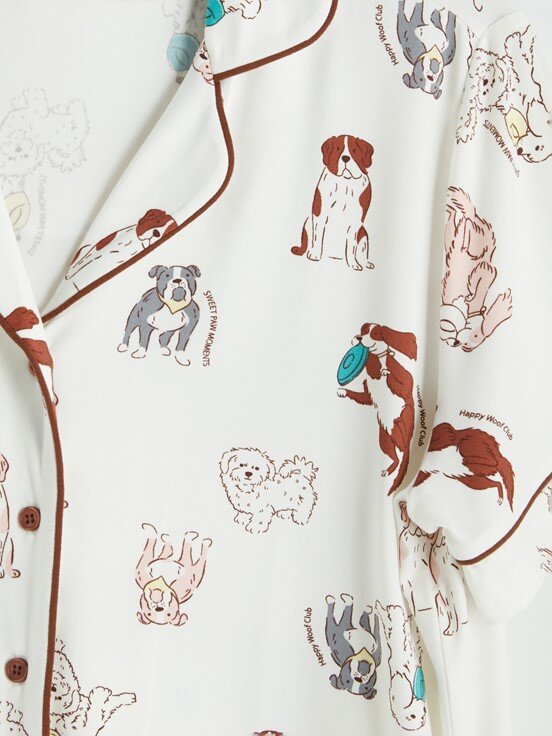 Pijama Takım EKRU BASKILI