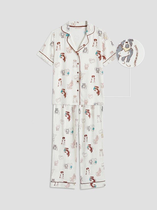 Pijama Takım EKRU BASKILI