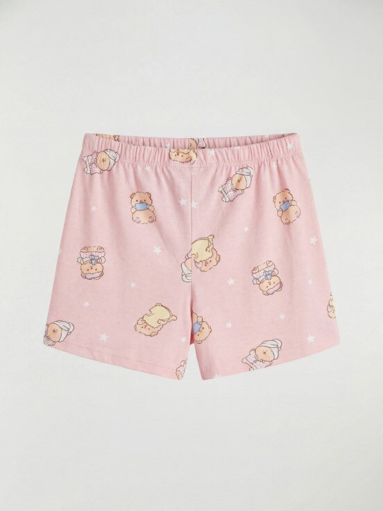 Şortlu Pijama Takımı PEMBE BASKILI