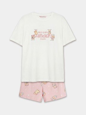 Şortlu Pijama Takımı PEMBE BASKILI