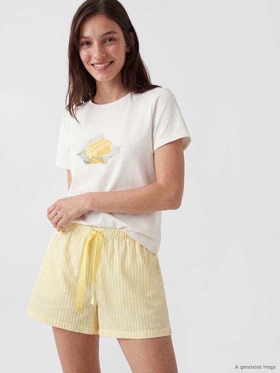 Şortlu Pijama Takımı SARI BASKILI